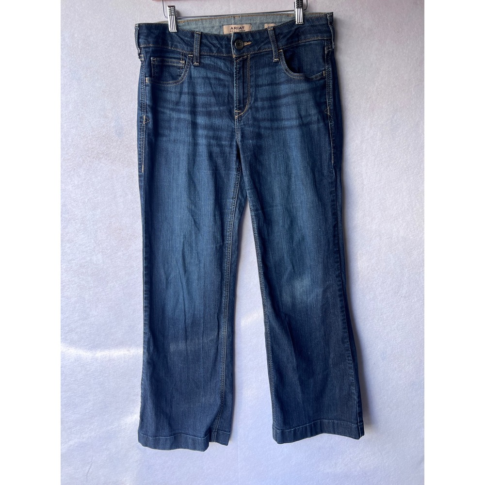 Ariat REAL Denim Womens 31R Dark Wash Straight Leg Jeans Mid Rise Blue
